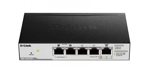 D-Link DGS-1100-05PD network switch Managed L2 Gigabit Ethernet (10/100/1000) Power over Ethernet (PoE) Black