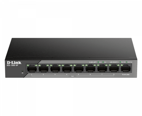 D-Link DSS-100E-9P network switch Unmanaged Fast Ethernet (10/100) Power over Ethernet (PoE) Black