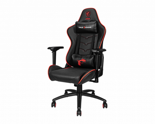 MSI MAG CH120X Gaming Chair 'Black and Red, Steel frame, Recline-able backrest, Adjustable 4D Armrests, breathable foam, 4D Armrests, Ergonomic headrest pillow, Lumbar support cushion'