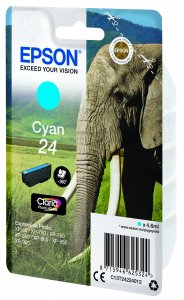 Epson Elephant Singlepack Cyan 24 Claria Photo HD Ink