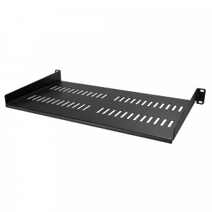 StarTech.com 1U Server Rack Shelf - Universal Vented Rack Mount Cantilever Tray for 19″ Network Equipment Rack & Cabinet - Heavy Duty Steel - Weight Capacity 44lb/20kg - 10″ Deep Shelf, Black