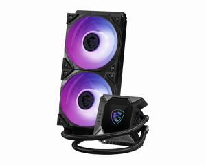 MSI MPG CORELIQUID K240 V2 Liquid CPU Cooler '240mm Radiator, 2.4'' LCD display with fan, 3x 120mm ARGB PWM Fan, Center, Supports Intel and AMD Platforms, Latest LGA 1700 ready, Cooled by ASETEK'