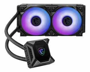 MSI MPG CORELIQUID K240 V2 Liquid CPU Cooler '240mm Radiator, 2.4'' LCD display with fan, 3x 120mm ARGB PWM Fan, Center, Supports Intel and AMD Platforms, Latest LGA 1700 ready, Cooled by ASETEK'