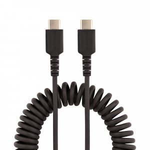 StarTech.com 3ft (1m) USB-C Fast Charging Cable, Rugged, Coiled, Charge & Sync, 3A, USB 2.0, TPE Jacket and Aramid Fiber - USB C Charging Cord