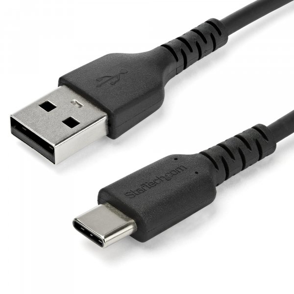 StarTech.com 3ft (1m) USB-A to USB-C Fast Charging Cable, Rugged, Charge & Sync, 3A, USB 2.0, Black TPE Jacket and Aramid Fiber - USB Charging Cord