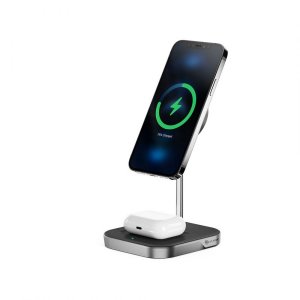 ALOGIC MSP21CS15W mobile device charger Headset, Smartphone Black, Silver Wireless charging Fast charging Indoor