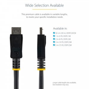 StarTech.com 6ft (2m) DisplayPort 1.2 Cable - 4K x 2K Ultra HD VESA Certified DisplayPort Cable - DP to DP Cable for Monitor - DP Video/Display Cord - Latching DP Connectors