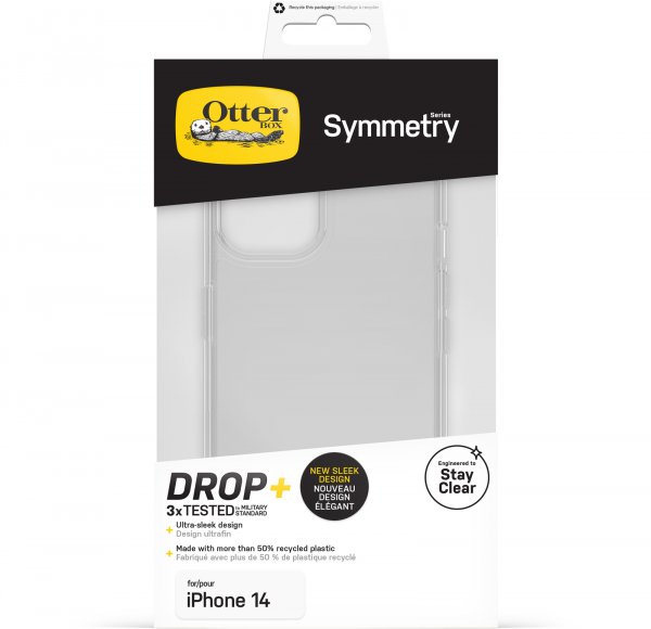 OtterBox Symmetry Clear Case for iPhone 14/iPhone 13, Shockproof, Drop proof, Protective Thin Case, 3x Tested to Military Standard, Antimicrobial Protection, clear
