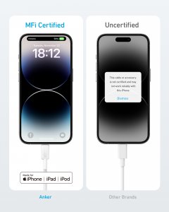 Anker Braided USB-C to Lightning Charging Cable 0.9 m, White