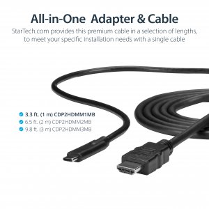 StarTech.com 3ft (1m) USB C to HDMI Cable - 4K 30Hz USB Type-C to HDMI Video Display Converter - USB-C DP Alt Mode to HDMI Monitor Adapter Cord - Thunderbolt Compatible