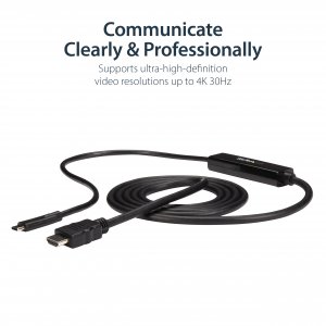 StarTech.com 3ft (1m) USB C to HDMI Cable - 4K 30Hz USB Type-C to HDMI Video Display Converter - USB-C DP Alt Mode to HDMI Monitor Adapter Cord - Thunderbolt Compatible