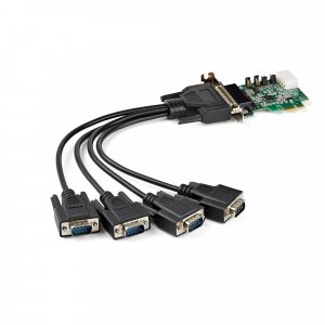 StarTech.com 4-port PCI Express RS232 Serial Adapter Card - PCIe RS232 Serial Host Controller Card - PCIe to Serial DB9 - 16950 UART - Low Profile Expansion Card - Windows/Linux - TAA