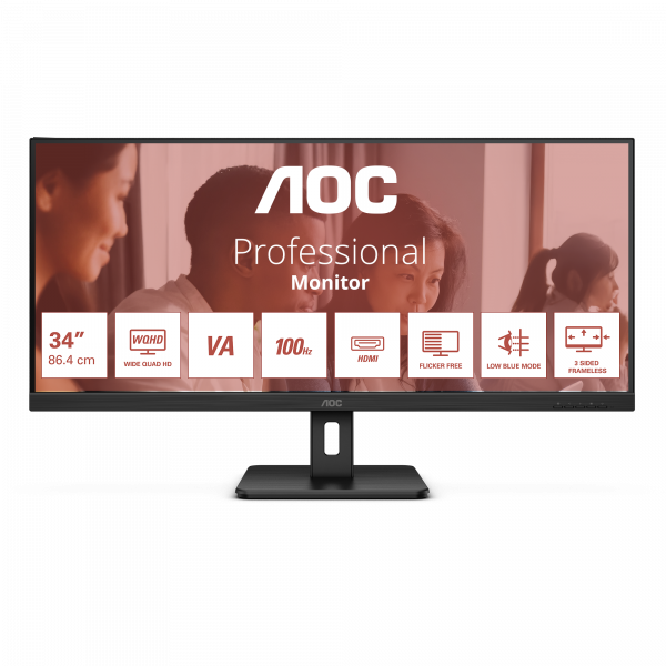 AOC U34E2M computer monitor 86.4 cm (34") 3440 x 1440 pixels Wide Quad HD Black
