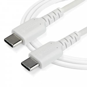 StarTech.com 3ft (1m) USB-C Fast Charging Cable, Rugged, Charge & Sync, 60W (3A) PD, USB 2.0, White TPE Jacket and Aramid Fiber - USB C Charging Cord
