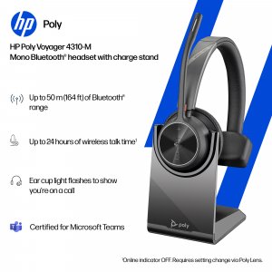 HP Poly Voyager 4310-M Microsoft Teams Certified USB-C Headset +BT700 dongle +Charging Stand