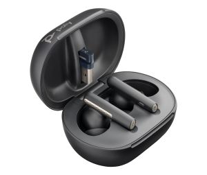 HP Poly Voyager Free 60+ UC Carbon Black Earbuds +BT700 USB-A Adapter +Touchscreen Charge Case