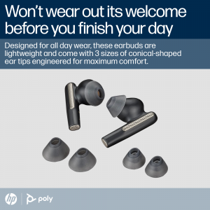 HP Poly Voyager Free 60+ UC Carbon Black Earbuds +BT700 USB-A Adapter +Touchscreen Charge Case
