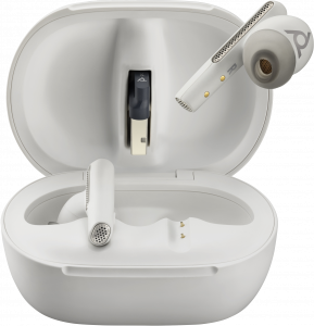 POLY Voyager Free 60+ UC M White Sand Earbuds +BT700 USB-A Adapter +Touchscreen Charge Case