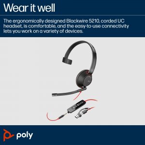 HP Poly Blackwire C5210 USB-C Headset +Inline Cable