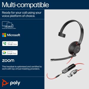 HP Poly Blackwire C5210 USB-C Headset +Inline Cable