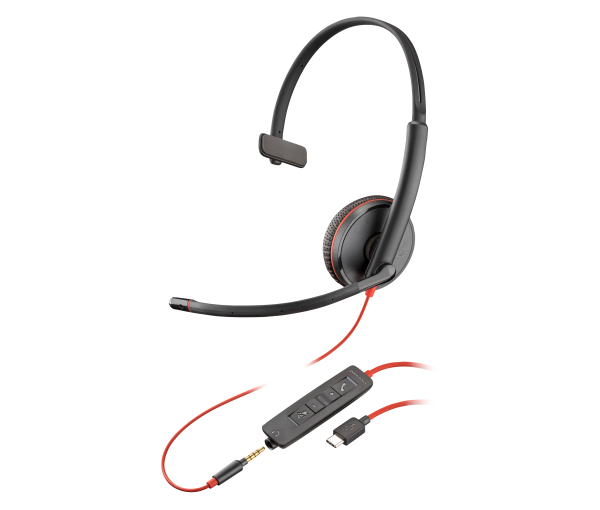 HP Poly Poly Blackwire C3215 Monaural Headset +Carry Case