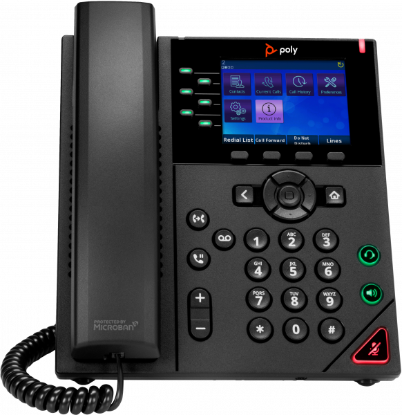 HP Poly OBi VVX 350 6-Line IP Phone and PoE-enabled with Power Supply