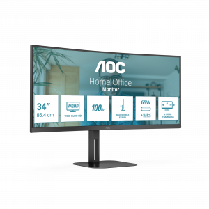 AOC V5 CU34V5C/BK computer monitor 86.4 cm (34") 3440 x 1440 pixels Wide Quad HD LED Black