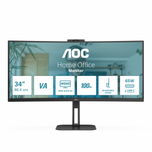 AOC V5 CU34V5CW computer monitor 86.4 cm (34″) 3440 x 1440 pixels Wide Quad HD LED Black