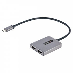 StarTech.com USB-C to Dual HDMI Adapter, USB Type-C Multi-Monitor MST Hub, Dual 4K 60Hz HDMI Laptop Display Extender / Splitter, HDR, Extra-Long Built-In Cable - Windows Only