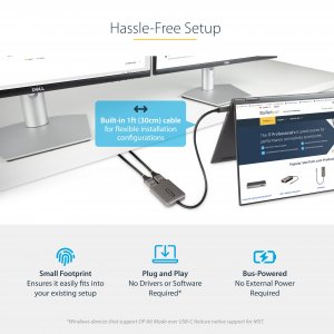 StarTech.com USB-C to Dual HDMI Adapter, USB Type-C Multi-Monitor MST Hub, Dual 4K 60Hz HDMI Laptop Display Extender / Splitter, HDR, Extra-Long Built-In Cable - Windows Only
