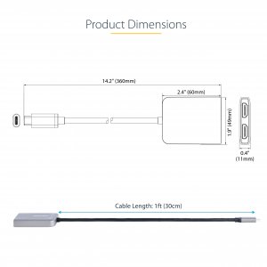StarTech.com USB-C to Dual HDMI Adapter, USB Type-C Multi-Monitor MST Hub, Dual 4K 60Hz HDMI Laptop Display Extender / Splitter, HDR, Extra-Long Built-In Cable - Windows Only