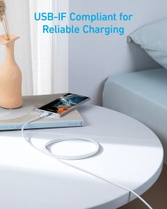 Anker Braided USB-C to USB-C Charging Cable 1.8 m, White