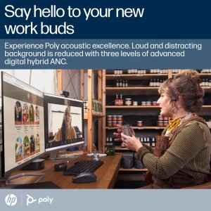 HP Poly Poly Voyager Free 60+ UC Carbon Black Earbuds +BT700 USB-C Adapter +Touchscreen Charge Case