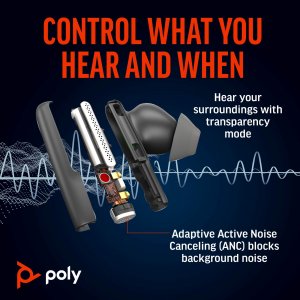 HP Poly Poly Voyager Free 60 Carbon Black Earbuds +Basic Charge Case