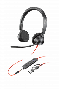 HP Poly Blackwire 3325 Stereo Microsoft Teams Certified USB-C Headset +3.5mm Plug +USB-C/A Adapter
