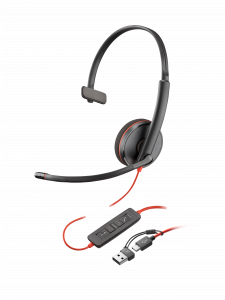 HP Poly Blackwire 3220 Stereo USB-C Headset +USB-C/A Adapter