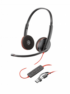 HP Poly Blackwire 3225 Stereo USB-C Headset +3.5mm Plug +USB-C/A Adapter