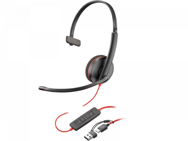 Poly Blackwire 3210 USB-C HS +USB-C/A Mon Headset (Bulk)