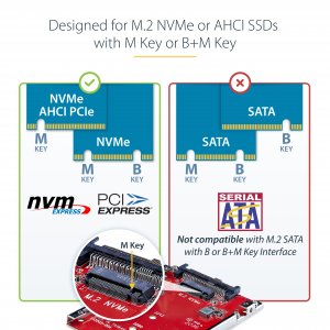 StarTech.com M.2 to U.3 Adapter for M.2 NVMe SSDs, PCIe M.2 Drive to 2.5inch U.3 (SFF-TA-1001) Host Adapter/Converter, TAA Compliant - 2.5" Drive Form Factor