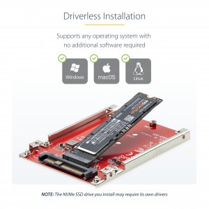 StarTech.com M.2 to U.3 Adapter for M.2 NVMe SSDs, PCIe M.2 Drive to 2.5inch U.3 (SFF-TA-1001) Host Adapter/Converter, TAA Compliant - 2.5" Drive Form Factor