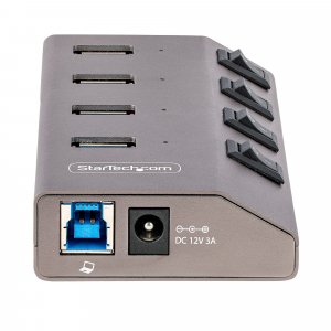 StarTech.com 4 Port Self-Powered USB C Hub with Individual On/Off Switches, USB 3.0 (5Gbps) Expansion Hub with Power Supply, Desktop Laptop USB-C to USB-A Splitter