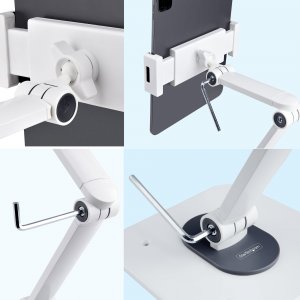StarTech.com Adjustable Tablet Stand for Desk - Wall Mountable - Capacity 2.2lb (1kg) - Ergonomic Articulating Universal Tablet Stand - Tablet Holder for Desk Pivot/Swivel/Rotate