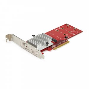 StarTech.com Dual M.2 PCIe SSD Adapter Card - x8 / x16 Dual NVMe or AHCI M.2 SSD to PCI Express 3.0 - M.2 NGFF PCIe (M-Key) Compatible - Supports 2242, 2260, 2280 - JBOD - Mac & PC - TAA
