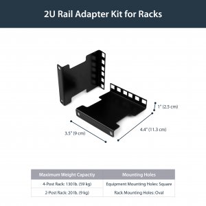 StarTech.com Server Rack Depth Extender - 2U - 4in / 10 cm - TAA Compliant - Recessed Rack Adapter - Rack Mount Adapter Kit - Network Rack Extender