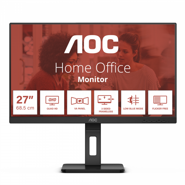 AOC Q27E3UMF computer monitor 68.6 cm (27") 2560 x 1440 pixels Quad HD Black