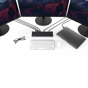 StarTech.com 4K USB-C Dock , Triple UHD 4K Monitor Docking Station, Mac & Windows, USB C to HDMI & DisplayPort, 60W Power Delivery, 5x USB 5Gbps Hub - TAA
