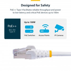 StarTech.com 2m White CAT8 Ethernet Cable, Snagless RJ45, 25G/40G, 2000MHz, 100W PoE++, S/FTP, 26AWG Pure Bare Copper Wire, LSZH, Shielded Network Patch Cord w/Strain Reliefs, Individually Tested