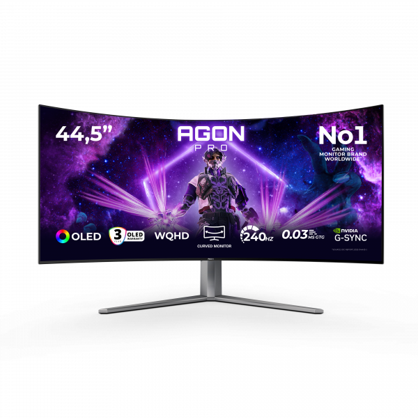AOC AGON PRO AG456UCZD computer monitor 113 cm (44.5") 3440 x 1440 pixels Wide Quad HD OLED Black, Grey