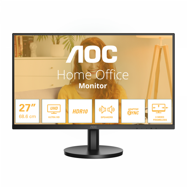 AOC B3 U27B3A computer monitor 68.6 cm (27") 3840 x 2160 pixels 4K Ultra HD LCD Black