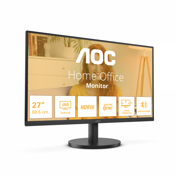 AOC B3 U27B3M computer monitor 68.6 cm (27") 3840 x 2160 pixels 4K Ultra HD LCD Black